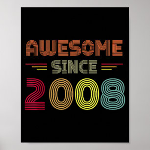 Poster Retro Incrível Desde 2008 14º Aniversário Niver Na