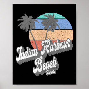 Poster Retro Indian Harbour Beach Flórida Fl Praia Vintag