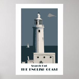 Poster retro inglês da costa 1920s-style