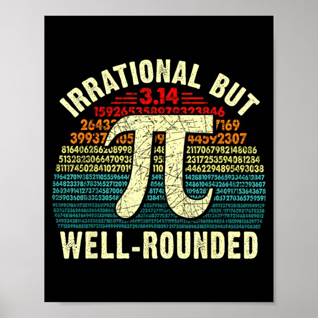 Poster Retro irracional mas dia arredondado geeks de mate (Frente)