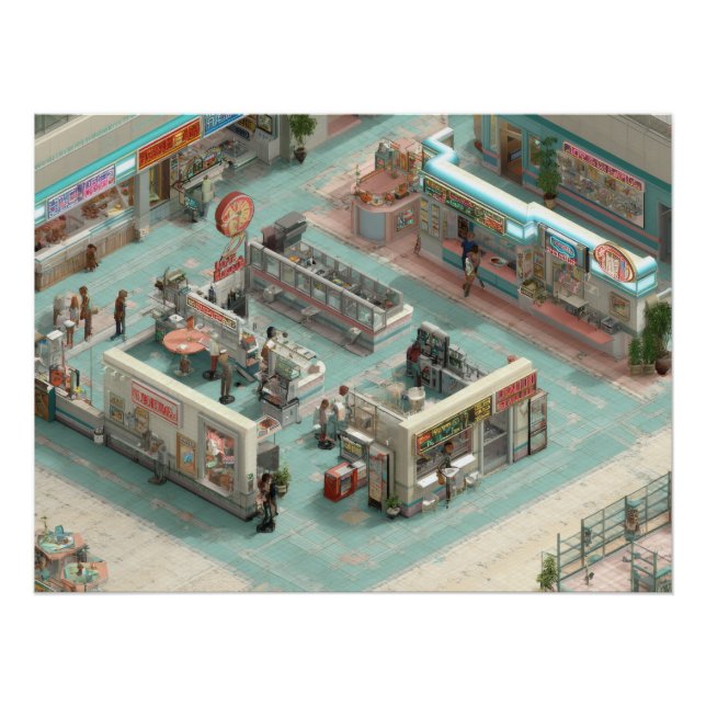 Pôster Retro Isometric Grocery Store Pixel Art (Frente)