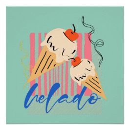 Pôster Retro Italian Ice Cream Cones