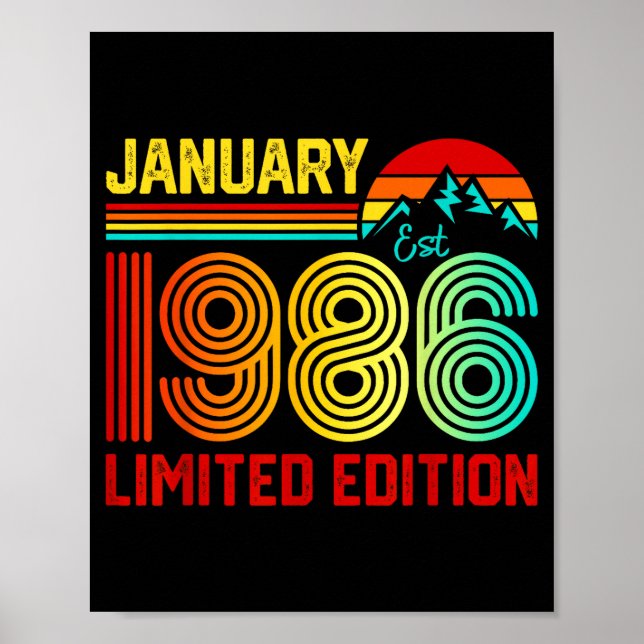 Poster Retro January 1986 Limited Edition 40-year-old 40t (Frente)