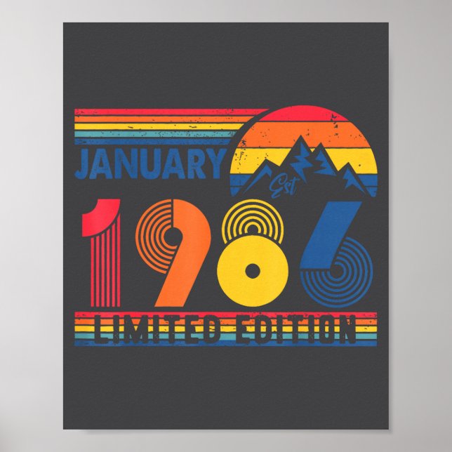 Poster Retro January 1986 Limited Edition 40 Year Old 40t (Frente)