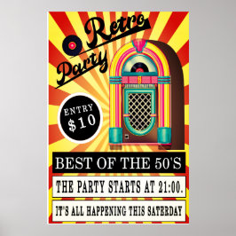 Poster retro jukebox rock and roll swing rockabilly jive
