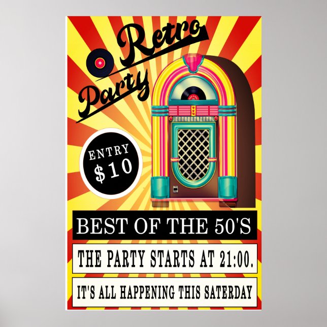 Poster  retro jukebox rock and roll swing rockabilly jive (Frente)