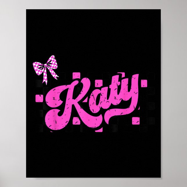 Poster Retro Katy Checkered Coquette Bow Butterfly  (Frente)