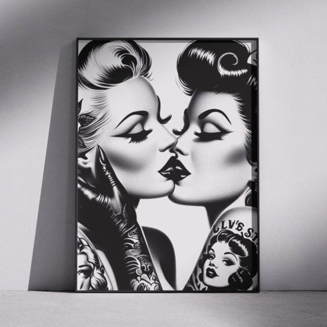 Poster Retro Kissing Pin-ups (Criador carregado)