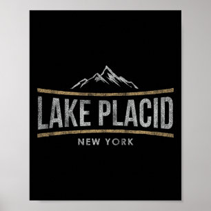 Poster Retro Lake Placid Nova York Esqui na Montanha Vint