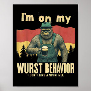 Poster Retro Lederhose, Funny Engraçado, Pé Grande Alemão