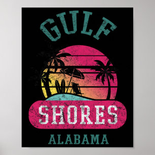 Poster Retro Legal Golfo Shores Original Alabama Beach Gr