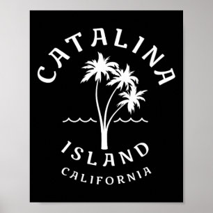 Poster Retro Legal Ilha Catalina Palm Tree Mens Mulheres