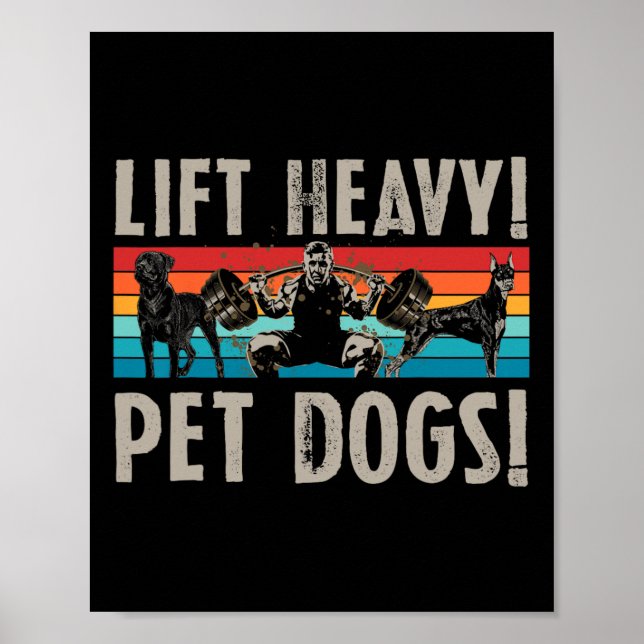 Poster Retro Lift Heavy Pet Dogs Bodybuilding For Weightl (Frente)