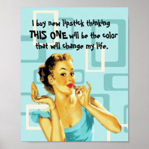 Poster Retro Lipstick engraçado