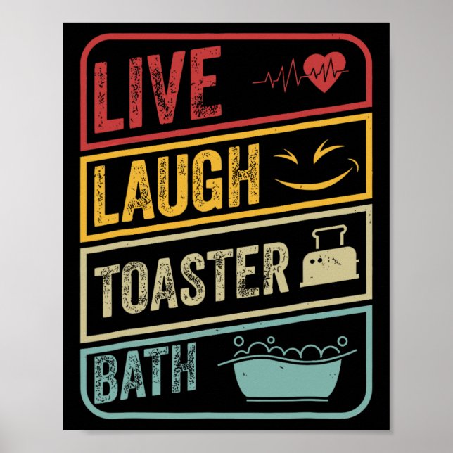 Poster Retro Live Laugh Toaster Bath Skeleton Funny Hallo (Frente)