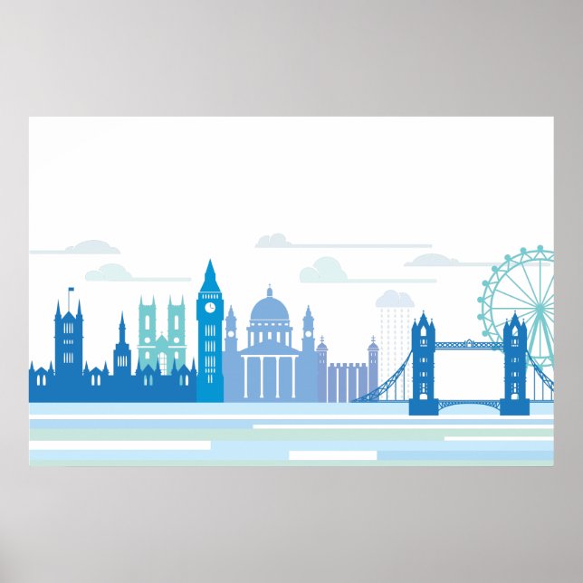 Pôster Retro London Skyline (Frente)