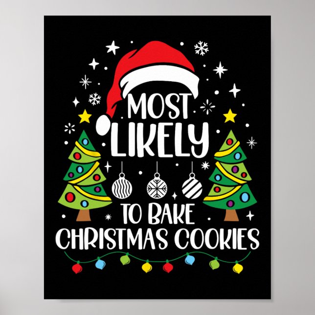Poster Retro Mais Provável À Família De Cookies De Natal  (Frente)