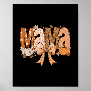 Poster Retro Mama Coquette Laços Leopardo Mãe Outono Dia 