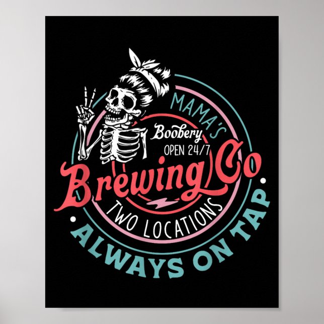 Poster Retro Mama's Ery Brewing Co Funny Breastfeeding Sk (Frente)