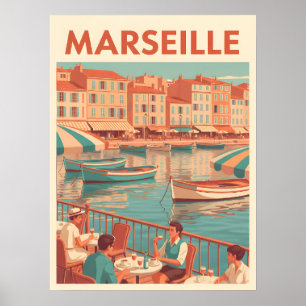 Poster Retro Marselha Viagem: Riviera Francesa