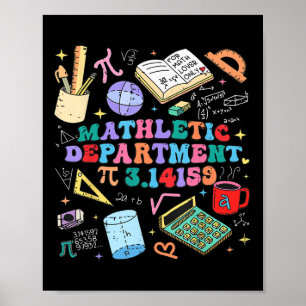 Poster Retro Mathletic Department Pi Day 3.14 Engraçado M