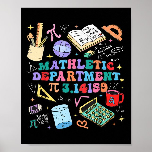 Poster Retro Mathletic Department Pi Day 3.14 Engraçado M (Frente)