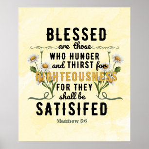 Poster Retro Matthew 5:6 Watercolor