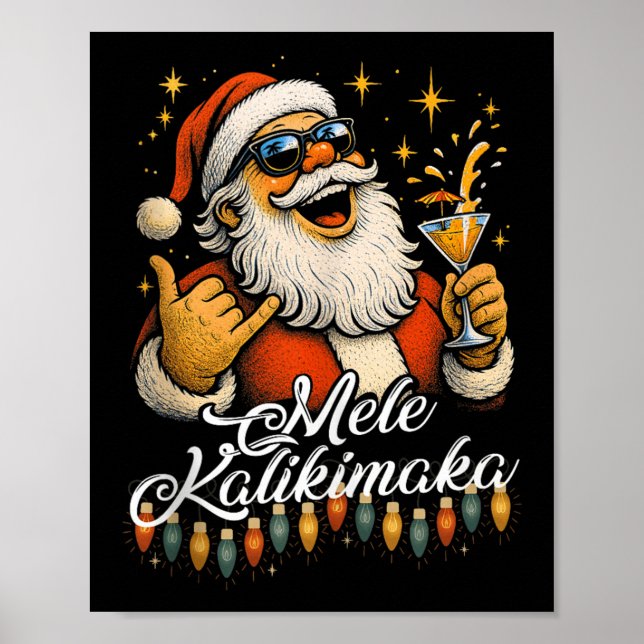 Poster Retro Mele Kalikimaka Hawaiian Christmas Tail, Par (Frente)