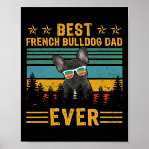 Poster Retrô Melhor Pai de Bulldog Francês Nunca Cachorro