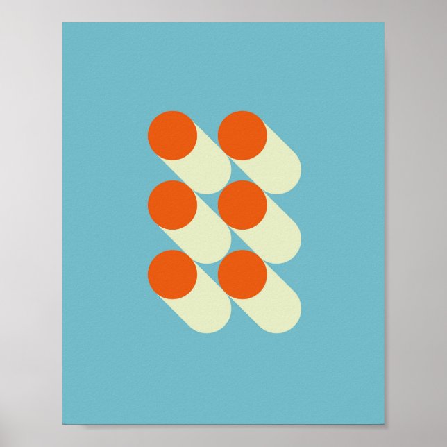 Poster Retro Mid Century Geometric Dots  (Frente)