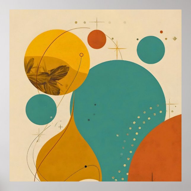 Poster Retro Mid Century Modern Geometric Abstract Design (Frente)