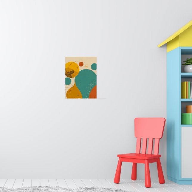 Poster Retro Mid Century Modern Geometric Abstract Design (Berçário 1)
