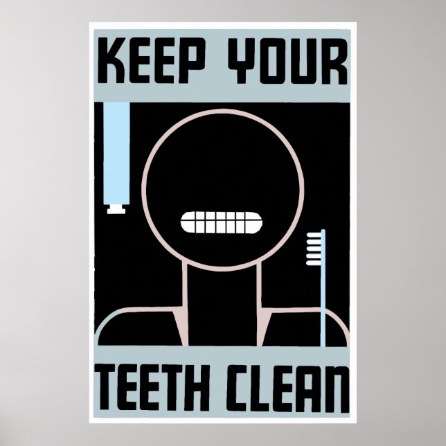 Poster Retro-minimalista e mantenha seus dentes limpos (Frente)