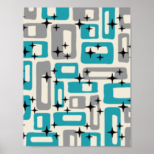 Poster Retro Moderno Abstrato de Meados do Século