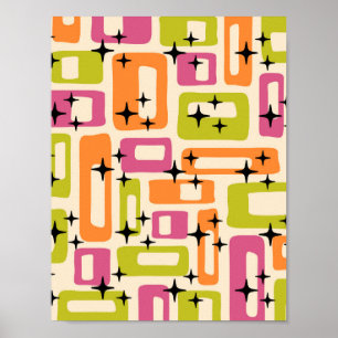 Poster Retro Moderno Abstrato de Meados do Século