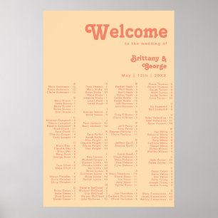 Poster Retro Moderno Alphabetização De Creme Laranja
