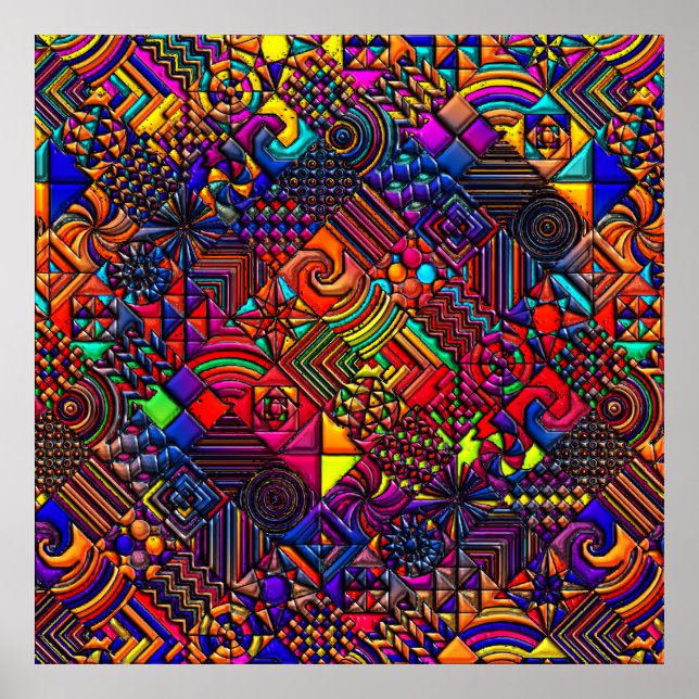 Pôster retro moderno de colcha digital (Frente)