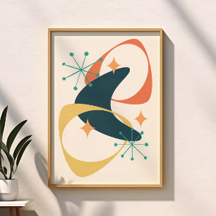 Pôster Retro Moderno Meados do Século Abstrato Era Atômic