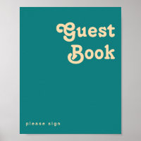 Retro Moderno | Teal Guest Book Sign