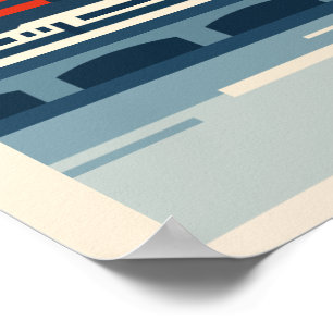 Poster Retro Moderno Vermelho Marinho Paisagem Urbana Tor