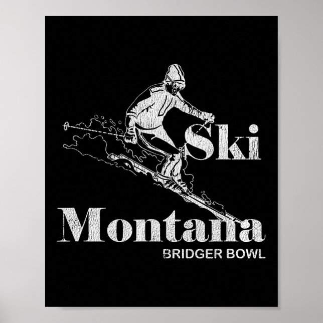 Poster Retro Montana Bridger Bowl Skiing Tee (Frente)