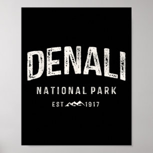 Poster Retro Montanhas Parque Nacional Denali Natureza