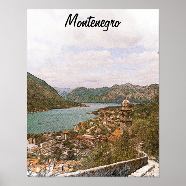 Poster Retro Montenegro Kotor Bay (Frente)
