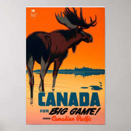 Poster Retro Moose Nature Canadá para grandes jogos de vi