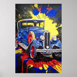 Poster retro móvel, automóvel, vintage,