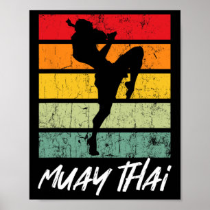 Poster Retro Muay Thai Vintage Mma Arts Marcial Tailândia