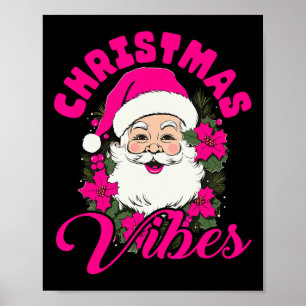 Poster Retro Natal Vibes Rosa Noel Rosa Divertido Xmas Wo