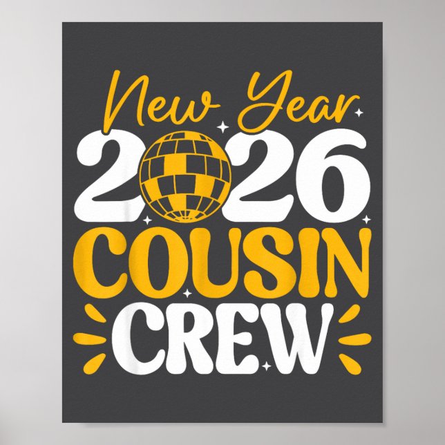 Poster Retro New Year 2026 Cousin Crew New Years Eve Nye  (Frente)