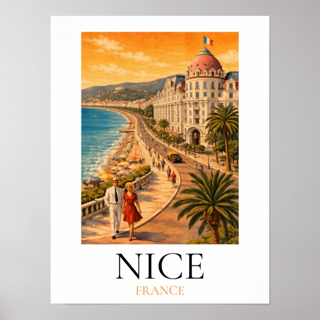 Poster Retro Nice Côte d’Azur Promenade des Anglais Vista (Frente)