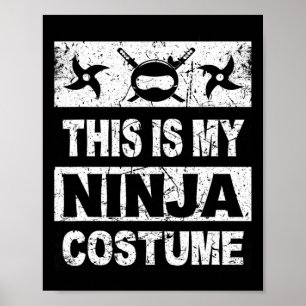 Poster Retro Ninja Costume Halloween Para Meninos